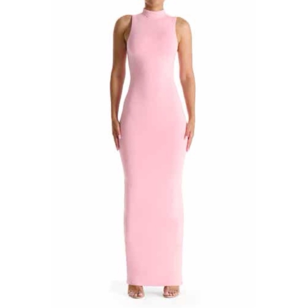 Naked Wardrobe Pink Halter Bodycon Maxi Dress